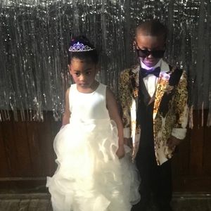 All white flower girl, prom dress